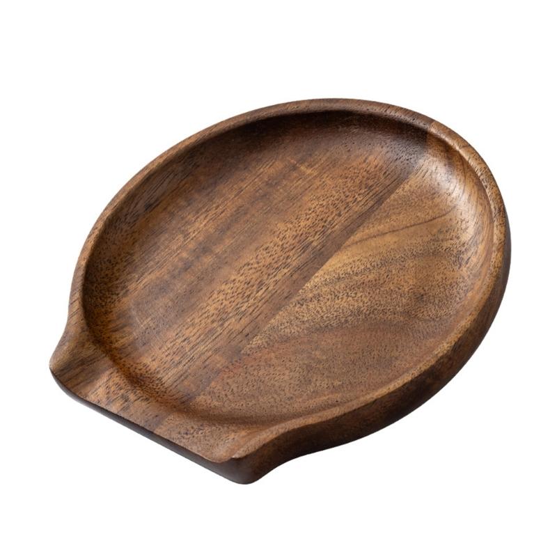 Wood Look Spoon Rest for Home Cooking with Calm Brown Style, Daily Meal Service and Simple Wipe After Serving Care