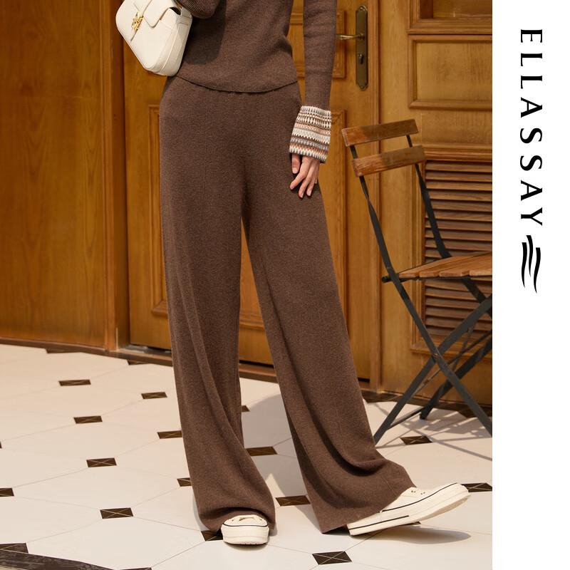 ELLASSAY Women's 100% Merino Wool Jacquard Straight-Leg Casual Pants