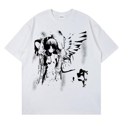 T-shirt Femme Manches Courtes Imprimé Ange Rétro Été Harajuku Décontracté Ample Coton Oversize T-shirts Femme Vêtements Féminins