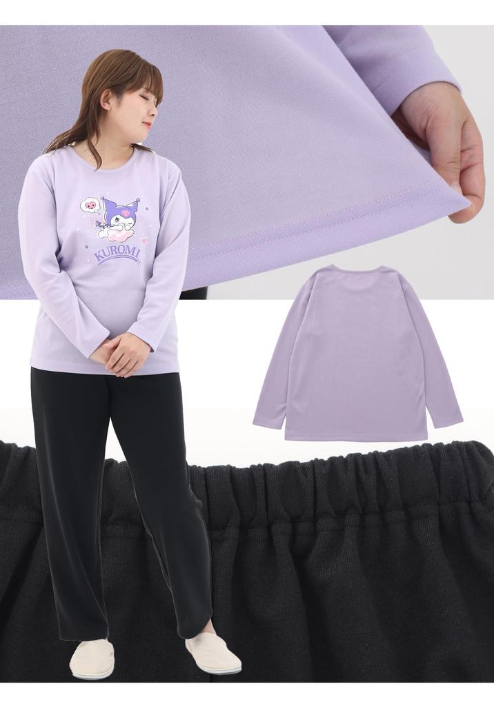 Kaitak Familie Sanrio Charaktere Kuromi Damen Hausanzug Pyjama, Langarm, Frühling/Herbst, M/L (L, Lila)