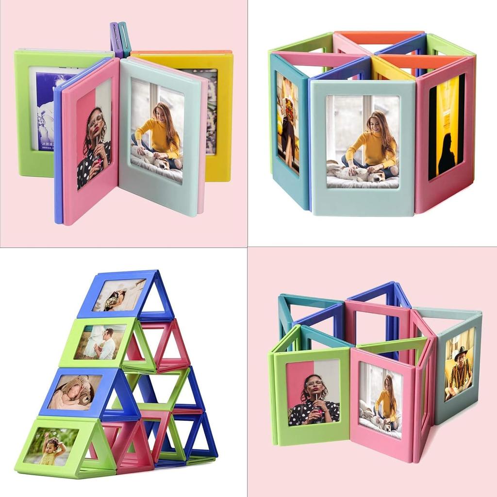 10 Pack Magnetic 2x3 Picture Frames For Fujifilm tax Mini Film, Cute Multiple Colorful Tiny Small 2 by 3 Inch Collage Photo Display Bulk Set For