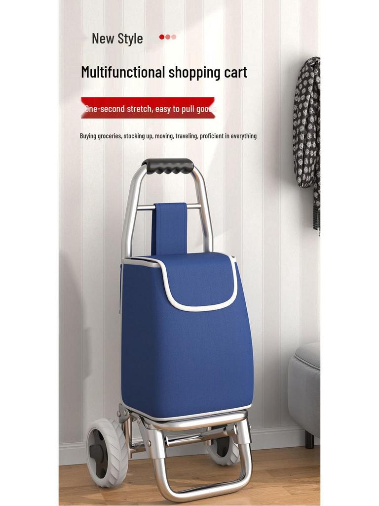 Folding Stair Climbing Shopping Cart: Portable Luggage Trailer & Small Hand Truck for Elderly and Grocery Use