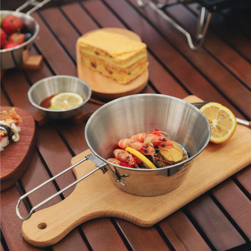 Portable 300ML Stainless Steel Folding Cup/Bowl for Outdoor Camping and BBQs