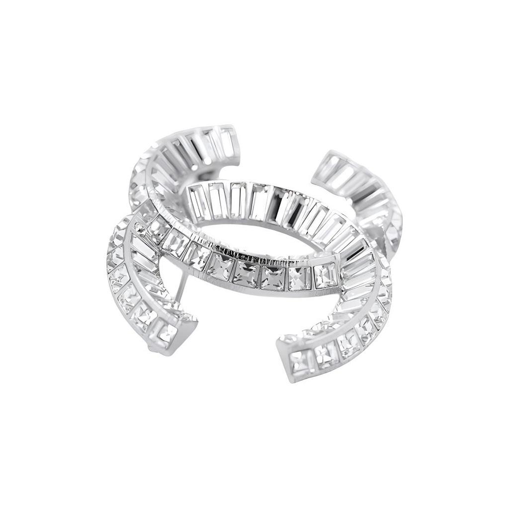 Chanel Klassische Doppel-C Mode Lässige Legierung Brosche Damen Accessoires Silber A63085-Y02003-Z3502