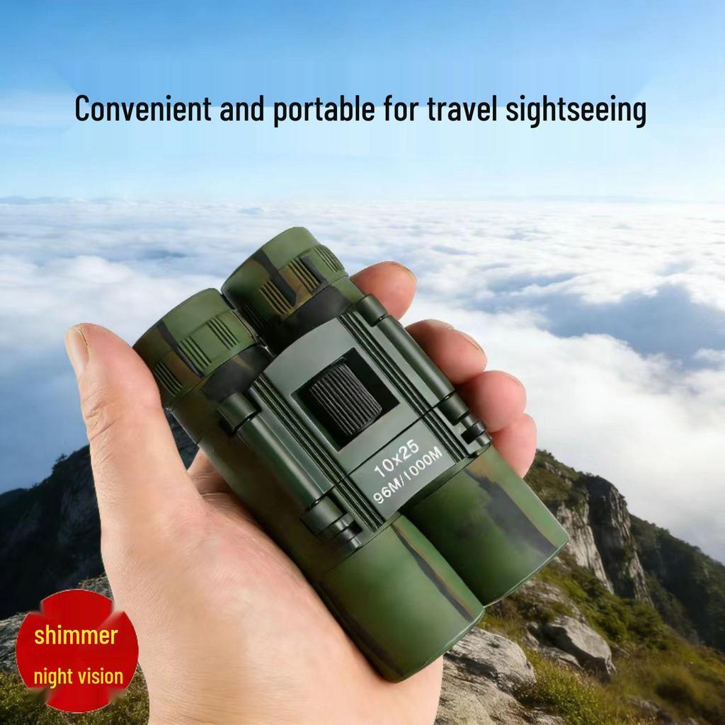 High-Definition 10x25 Camouflage Binoculars with Night Vision, Compact and Easy to Carry for Outdoor Use