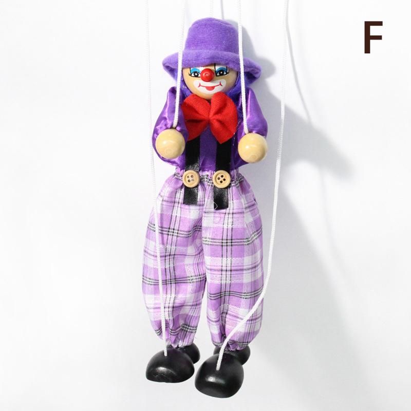 Funny Colorful Pull String Puppet Clown Wooden Marionette Handcraft Toys Joint Activity Doll Kids Children Gifts