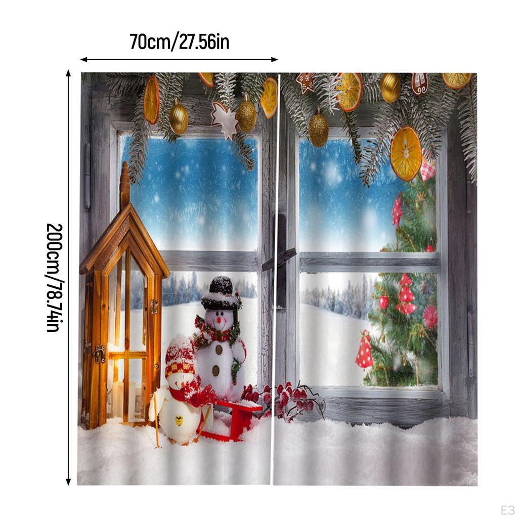 200x140cm Christmas Curtains Kit Waterproof Snowman 2 Panels