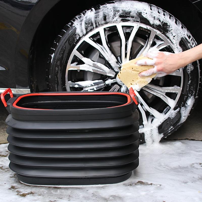 18L Car Trash Bin Can Storage Box Portable Outdoor Fishing Retractable Folding Water Bucket Rubbish Dust Holder