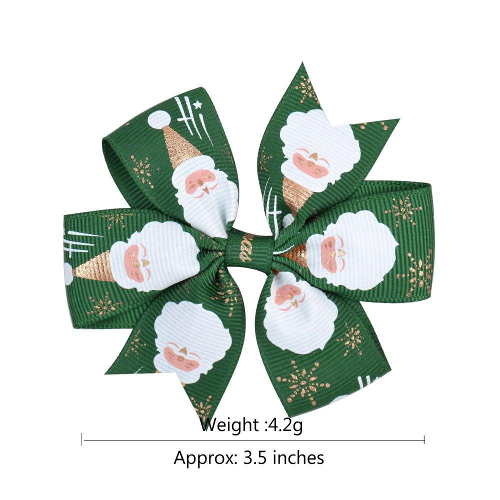 Christmas Barrettes Hair Accessories Printed Hair Clip Christmas Hair Bow For Kids Girls With Clip