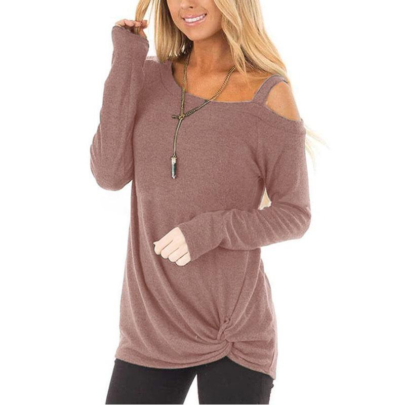 Elegant Women Off One Shoulder Long Sleeve T Shirt Stylish Casual Blouse Tunic Top