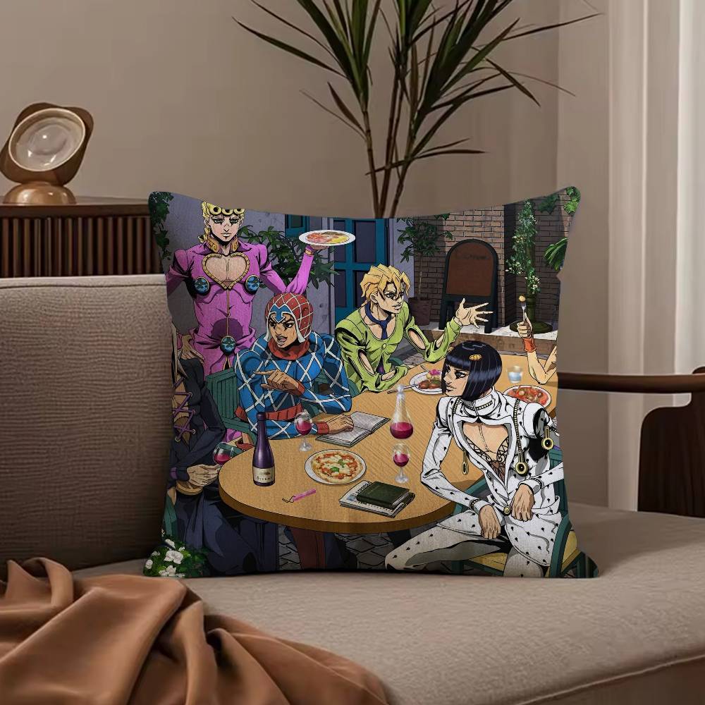 Anime j-jojo family Pillow Case Anti-dustmite Pillowcase Invisible zipper silky short plush Sofa cushion cover