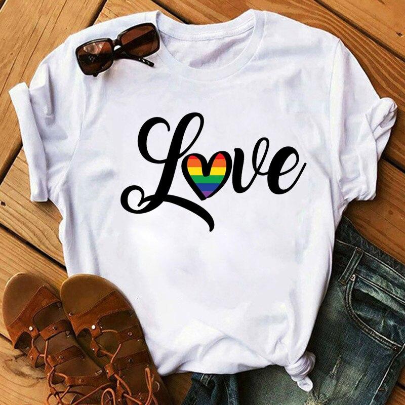 Graphic T-Shirt Women Clothing Harajuku Heart Print Aesthetic Basic O-Neck Tops Casual Tshirt Tee Fashion Roupas Femininas