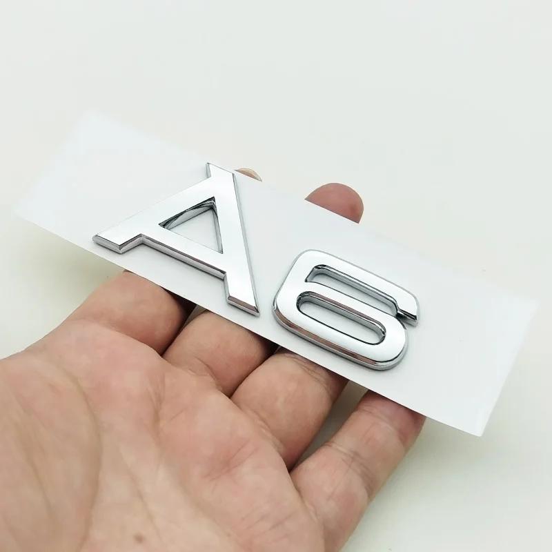 3D ABS Chrome Black Logo A1 A2 A3 A4 A5 A6 A7 A8 Emblem Car Rear Trunk Badge Sticker Decals for Audi Auto Decorative Accessories