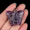 30pcs Mixed Stone Engraved 35mm Quartz Crystal Butterfly Pendant Natural Animal Guardian Necklace Pendants & Charms