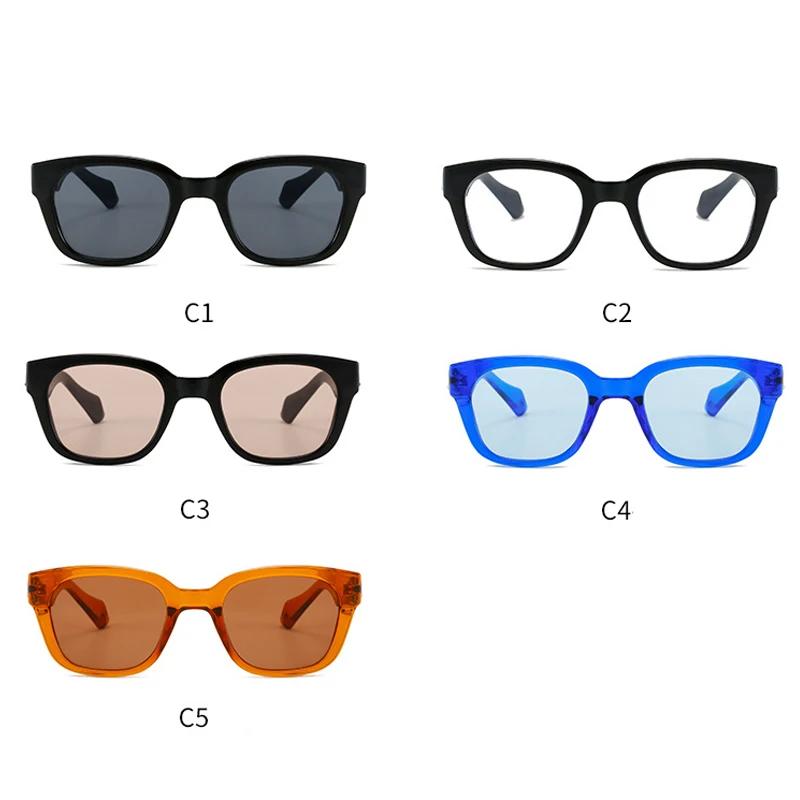 Unique Blue Square Rivet Sunglasses Women  Brand Rectangle Metal Sun Glasses Trendy Hollow Out Frame Men Shade Eyewear Uv400