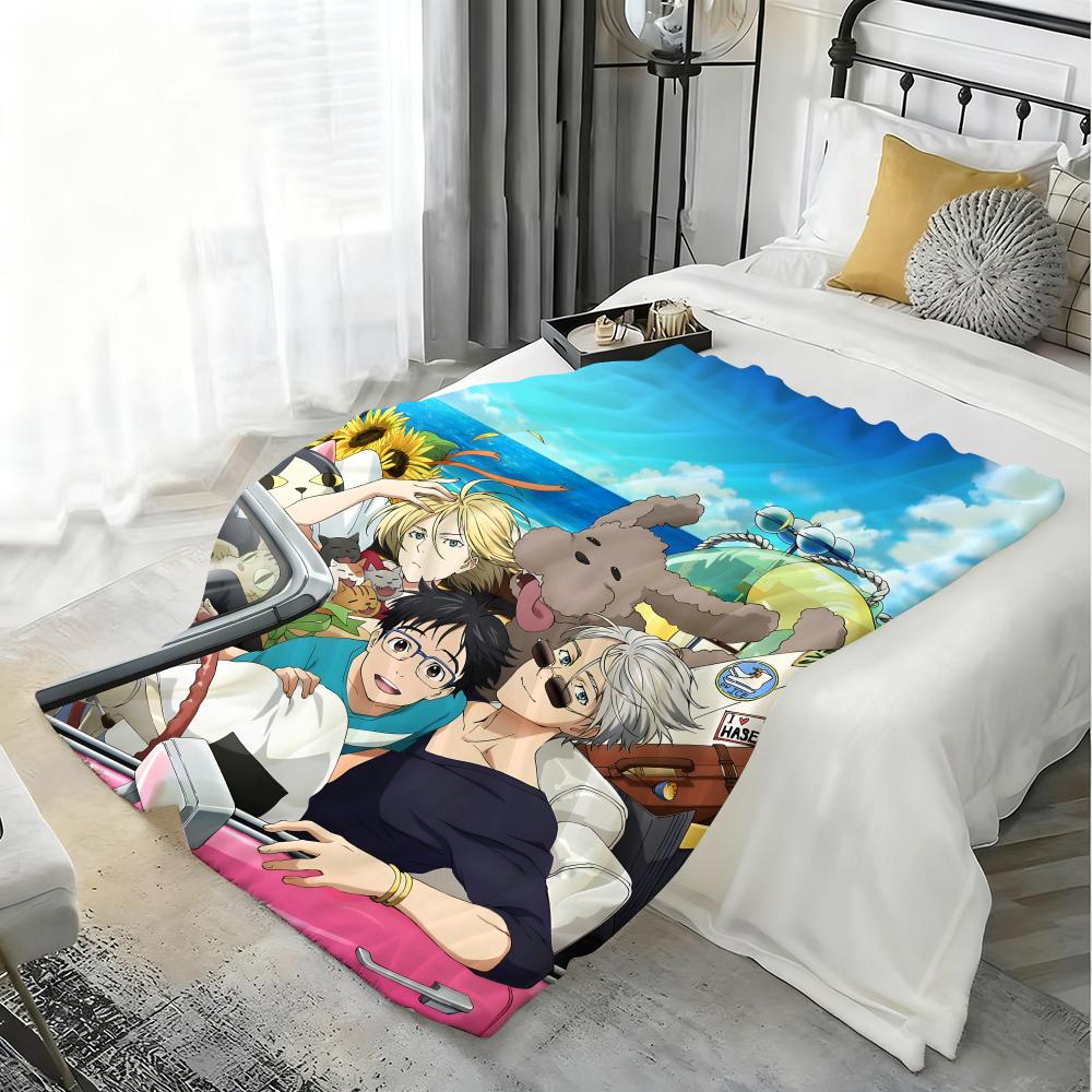 Anime Y-Yuri on Ice Throw Lightweight 240g Flannel Blanket Soft Skin-friendly for Summer Cooling