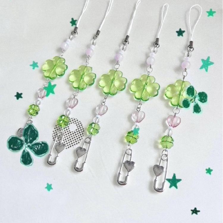 Colorful Beaded Keychain Acrylic Alloy Phone Charm Fashionable Keyring Pendant Accessory Stylish Key Chain Ornament