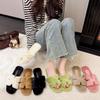 Lazy Fluffy Slippers Women's 2025 Plush New Cotton Slippers Flat Bottom Outer Wear Winter Word Small Fragrance