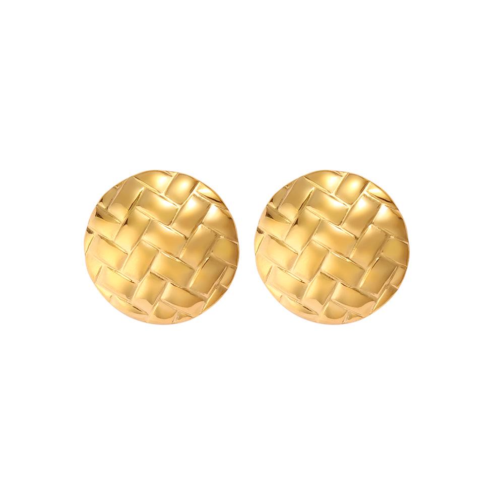 Elegant French Retro 18K Geometric Stainless Steel Stud Earrings