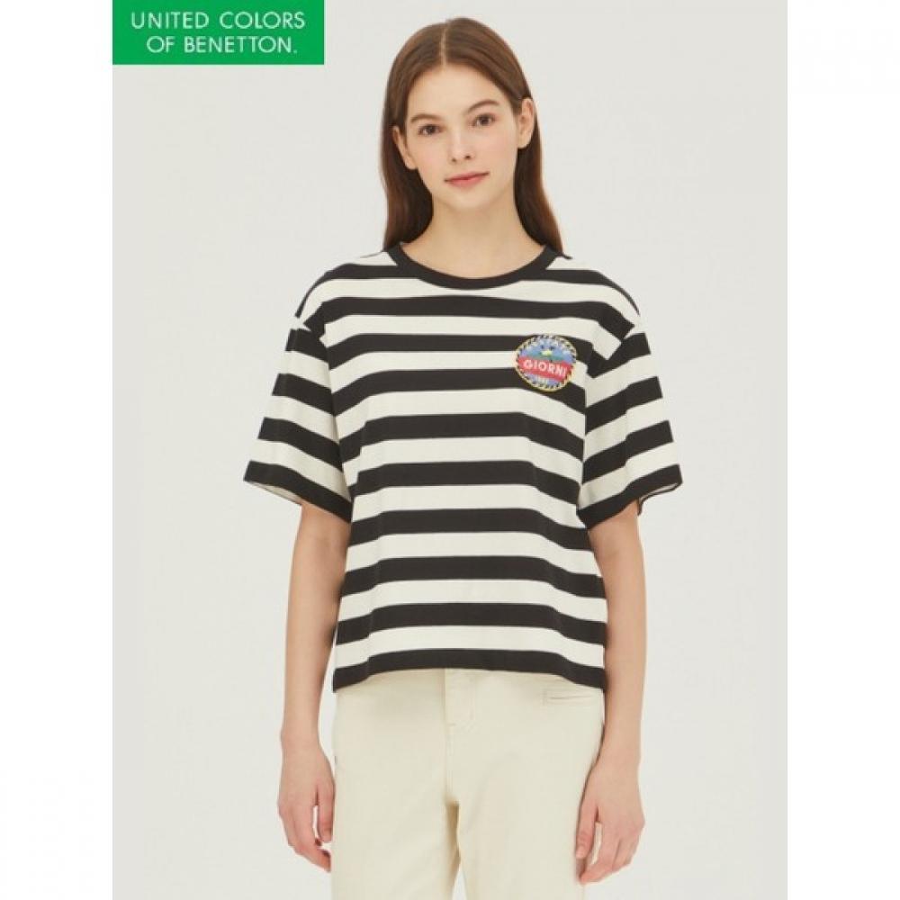 

Футболка с коротким рукавом в полоску Benetton baTsa1441 BK/42