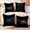Airplane Pattern Cushion Cover Soft Plush Fabric Double-Sided Printed Sofa Cushion Cover for All Seasons Home Decor Gift