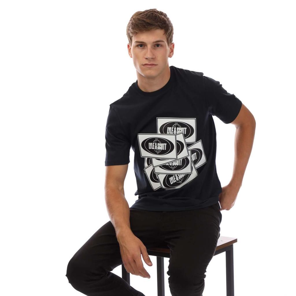 Lyle & Scott Mens Football Sticker T-Shirt