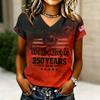Damesmode V-hals Casual Letter Grafische Print Korte Mouw T-shirt Top voor Dagelijks Gebruik