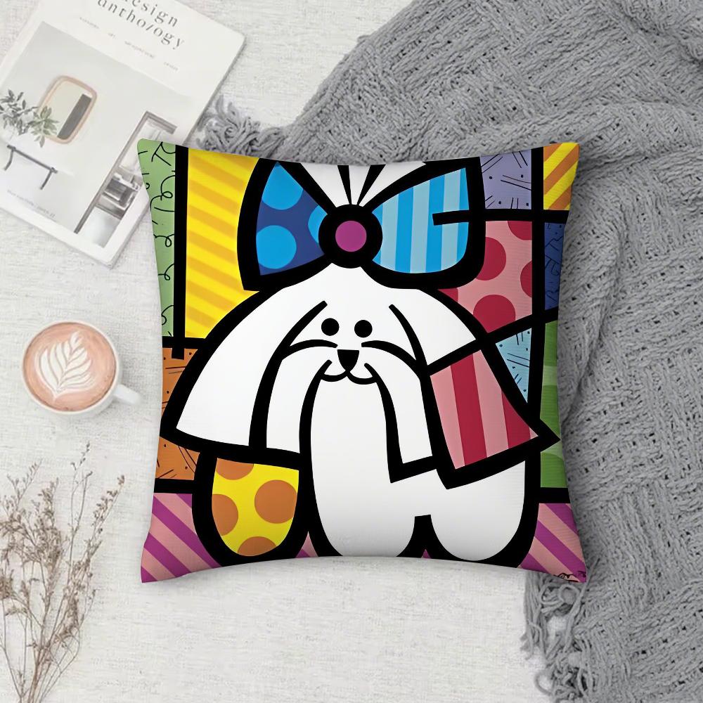 B-Brittos Kissenbezug, quadratisch, doppelseitig bedruckt, Kurzplüsch, Sofakissenbezug, Nachttischkissen