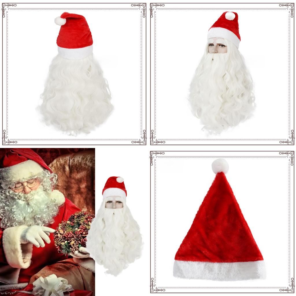 Christmas Santa Wig And Beard Set For Men With Long White Hair For Holiday Party Costumes