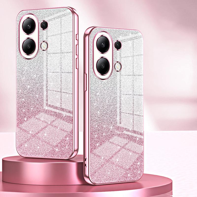 For Xiaomi Redmi Note 13 4G Cell Phone Cases Electroplated Drop Resistant Gradient Glitter TPU Shell