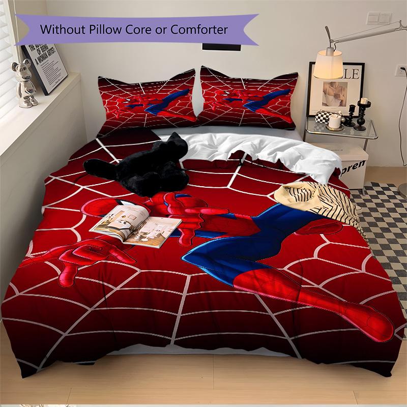Spiderman Web Adventure Print 3Pcs Bedding Setduvet Cover With 2 Bedropillowcase Home Birthday Gift