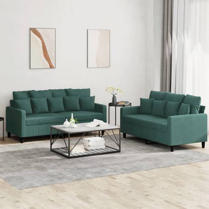 VidaXL Ensemble de Canapés avec Coussins 2 pcs, Canapés avec Accoudoirs et Dossier, Ensemble de Meubles, Mobilier de Salon, 3201702