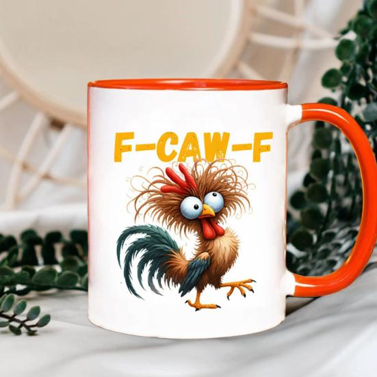 Personlig F-Caw-F Kyllingkrus 15oz Keramisk Kaffekopp Morsom Hane Gårdsdyr Humor Krus Gjenbrukbart Oppvaskmaskin Mikrobølgeovn Sikker Drikkeglass