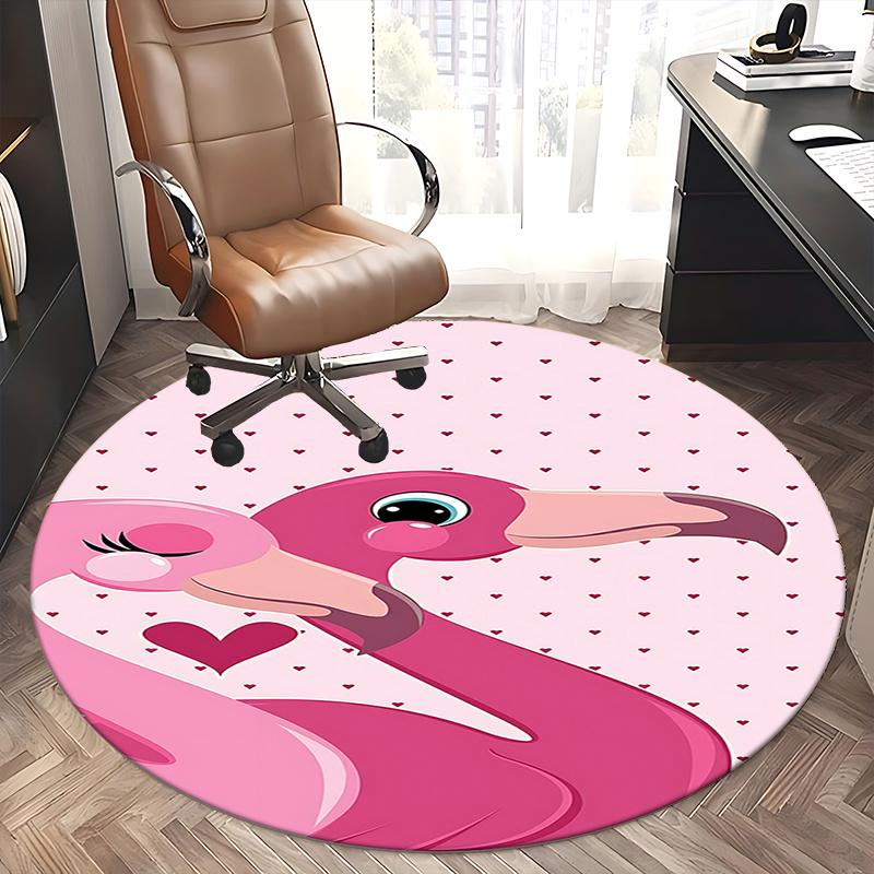 Pink Flamingo Chair Mat Round Carpet for Home Decor, Office Use, Living Room, Bedroom, Gift Idea0116b