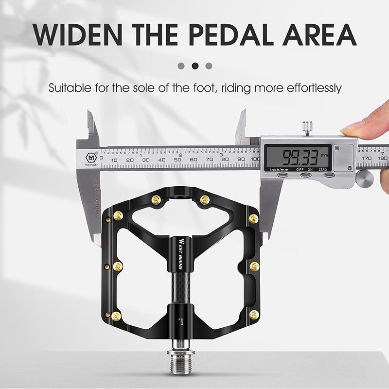 WEST BIKING Bicycle Pedal Three Bearing MTB Road Bicycle Pedal Aluminum Alloy Anti Slip Universal Bicycle Accessories