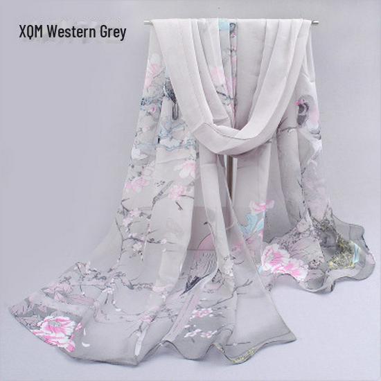 Sciarpa di Seta Chiffon Primavera & Estate: Scialle da donna leggero, stampato e versatile con protezione solare