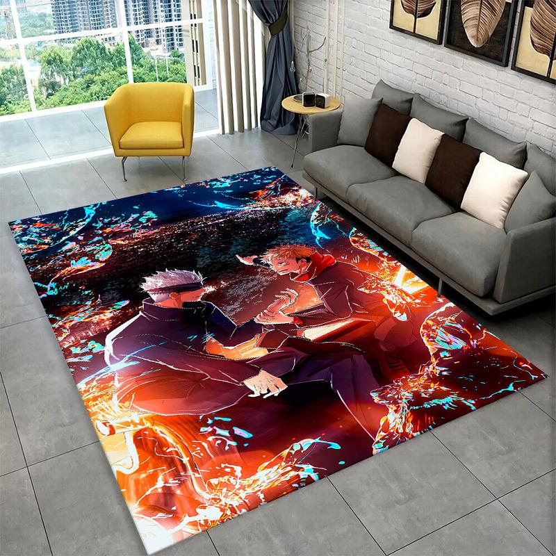 Cartoon Jujutsu Kaisen Anime Itadori Yuj Carpet Rug for Playroom Bedroom Living Room Sofa Home Decor,kid Non-slip Floor Mat