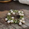 Handmade Vintage Lily of the Valley Enamel Leaf Brooch Pin
