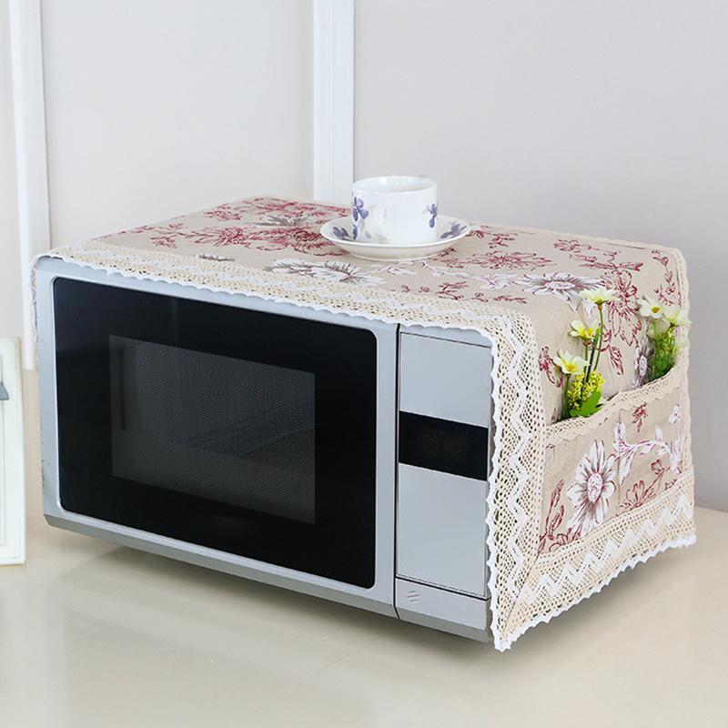 1PC Microwave Oven Machine Washable Cloth Cover Multi-purpose Cotton Linen 100*35cm Grease Proof Cover Kitchen Decor Dust Cover