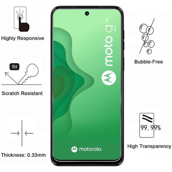 Displayschutzfolie - Phonillico - Motorola Moto G14 - Gehärtetes Glas - 2er-Pack - Kratzfest