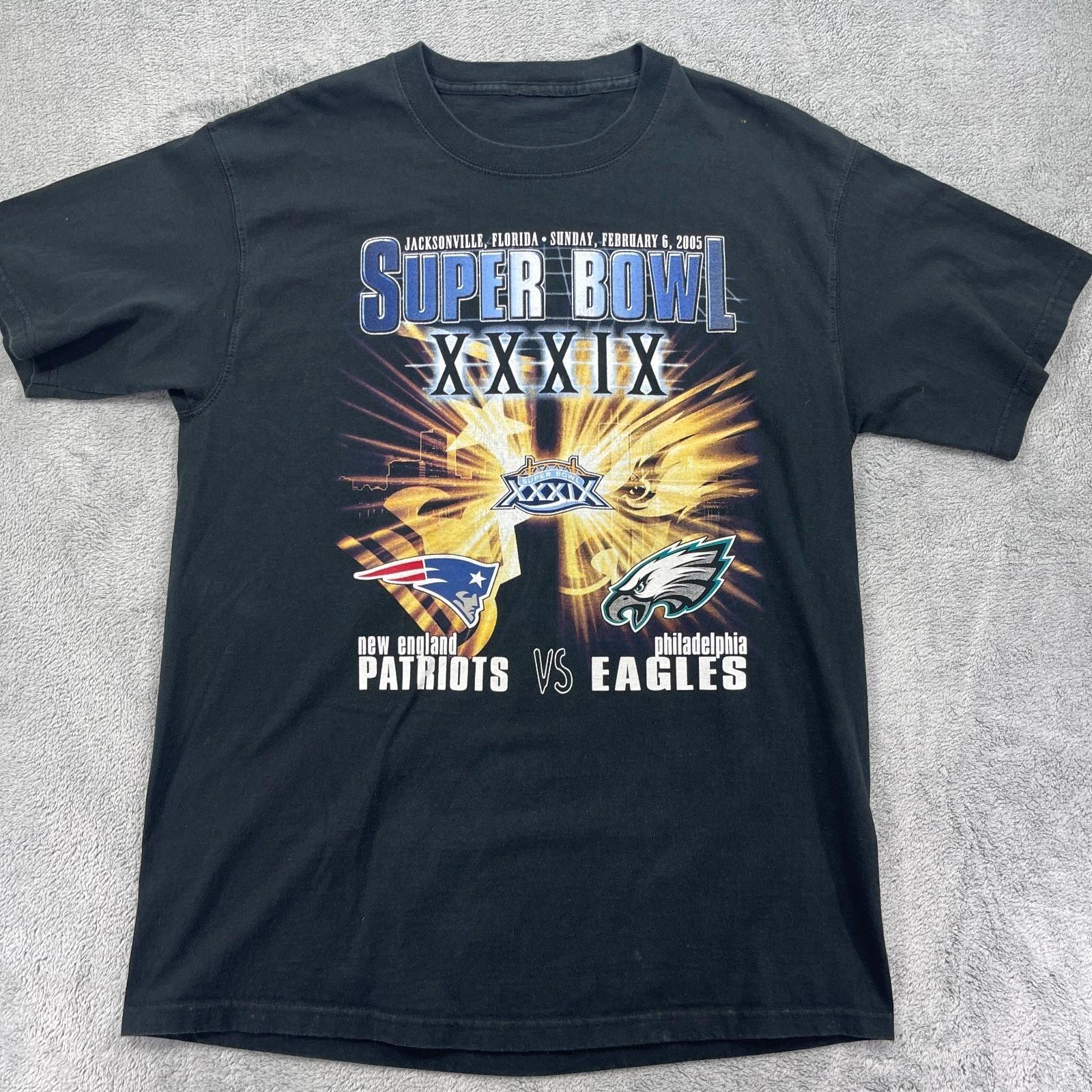 Футболка NFL New England Patriots ПРОТИВ Philadelphia Eagles Супербоул XXXIX L Черный S