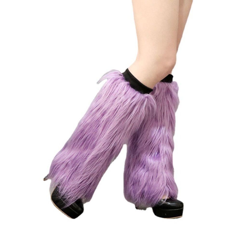 40cm Furry Leg Warmers Faux Fur Knee High Girls Socks Harajuku Style Long Tube Sock Spicy Girls