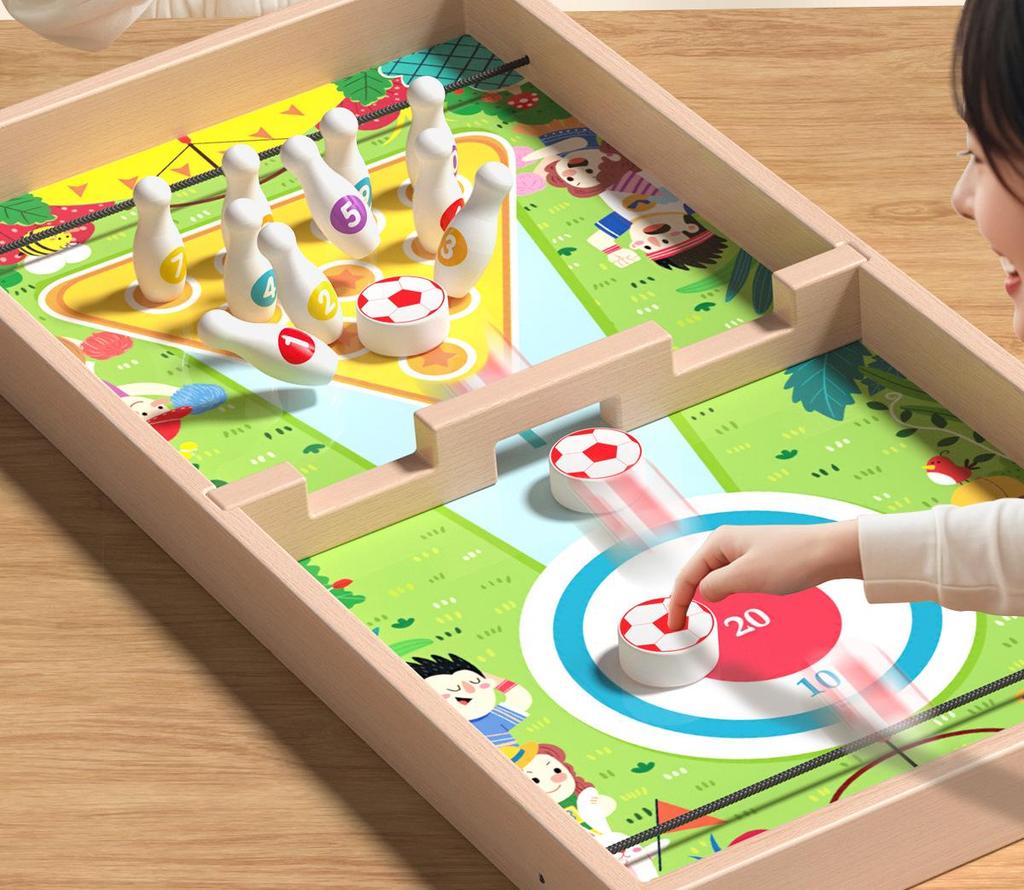 Bouncing Chess Catapult: Wooden Two-Player Battle Game for Parent-Child Interaction & Educational Fun