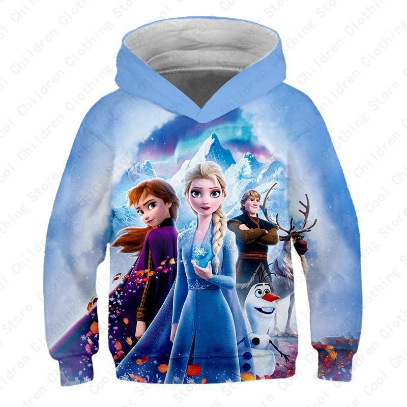 MINISO, Disney, Girl, Frozen, Sweatshirt, Anna, Elsa, Long Sleeve, Pullover, Autumn, Hoodie
