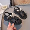 2026 Girls' Stylish Summer Soft-Soled Princess Sandals - Korean Style, Versatile Beach Shoes for Medium and Large Children