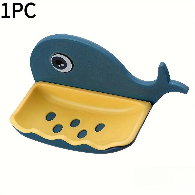 

1PC non-punching self-adhesive soap box, creative whale shape with drain, suitable for bathrooms and showers
