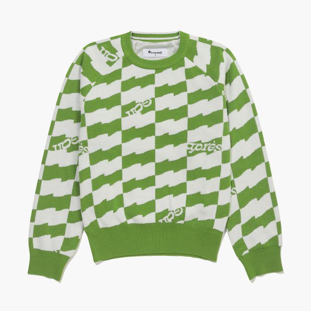 LECOQ GOLF Women'S Flag Pattern Boucle Windproof Sweater _Oliv Gq422Lkpo2