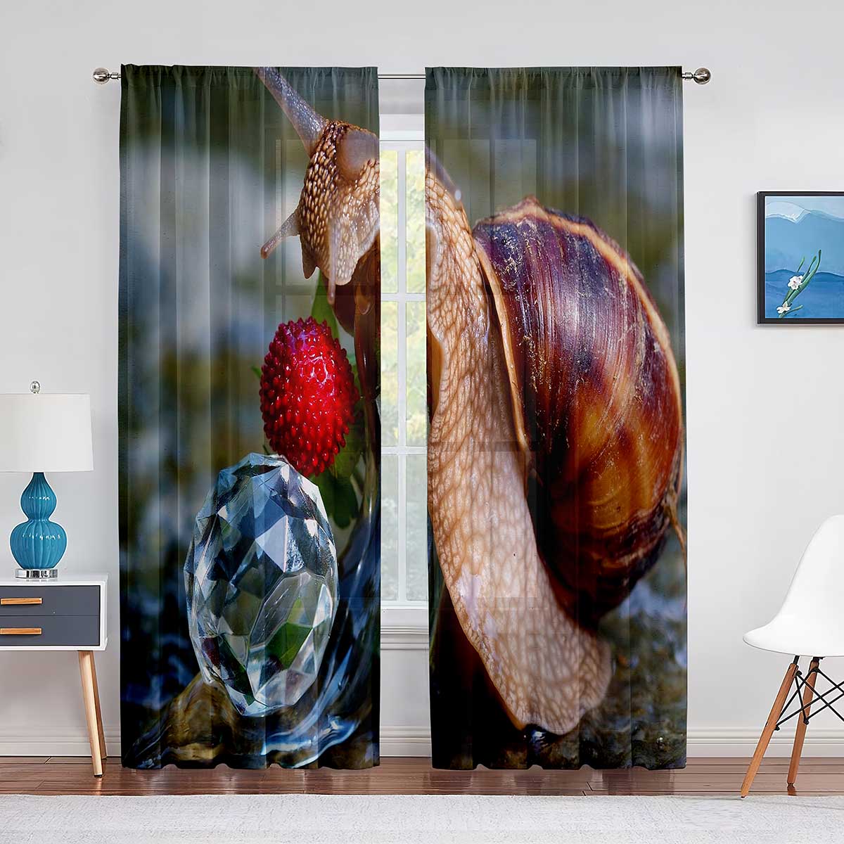 Прозрачная вуаль с милыми улитками и красными грибами — фото 12