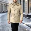 Men's Cotton Mid-Length Jacket Casual Color Coat Outerwear for Everyday Wear