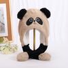 Thick Panda Plush Hat Polyester Cartoon Warm Hat Cute Moving Ear Hat  For Boys